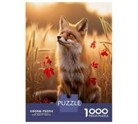 Rompecabezas De 1000 Piezas para Adultos Rompecabezas Fox in A Wheat Field Rompecabezas para Adultos Juego Familiar Alivia El Estrés Juego Desafiante Regalos 52x38cm/1000pcs