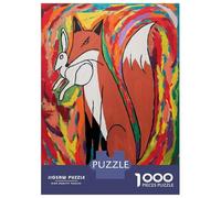 Rompecabezas De 1000 Piezas para Adultos Rompecabezas Fox Painting Abstract Red Rompecabezas para Adultos Juego De Ingenio Decoración del Hogar Juego Desafiante Regalos 52x38cm/1000pcs