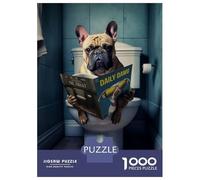 Rompecabezas De 1000 Piezas para Adultos Rompecabezas French Bulldog in Bathroom Rompecabezas para Adultos Juego Familiar Arte De Pared Actividades Divertidas En Casa 52x38cm/1000pcs