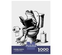 Rompecabezas De 1000 Piezas para Adultos Rompecabezas Frog Reading Book on Toilet Funny Bathroom Art Rompecabezas para Adultos Juego Familiar Alivia El Estrés Juego Desafiante Regalos 70x50cm/1000pcs