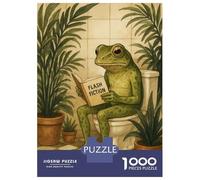 Rompecabezas De 1000 Piezas para Adultos Rompecabezas Frog Reading Flash Fiction on Toilet Rompecabezas para Adultos Juegos Divertidos Desafío Difícil Cumpleaños 70x50cm/1000pcs