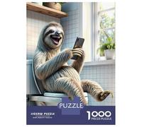 Rompecabezas De 1000 Piezas para Adultos Rompecabezas Funny Sloth in Toilet Rompecabezas para Adultos Juego Familiar Alivia El Estrés Juego Desafiante Regalos 70x50cm/1000pcs