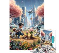 Rompecabezas de 1000 Piezas para Adultos Rompecabezas futuristas de la Ciudad Juego de ingenio análisis y lógica cumpleaños y Navidad (tamaño 38x52cm)