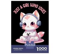 Rompecabezas De 1000 Piezas para Adultos Rompecabezas Gamer Girl Cat Kawaii Rompecabezas para Adultos Juegos Divertidos Arte De Pared Diversión En Casa Actividades, 52x38cm/1000pcs