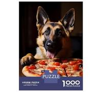 Rompecabezas De 1000 Piezas para Adultos Rompecabezas German Shepherd Pizza Dog Rompecabezas para Adultos Juegos Relajantes Mejora La Memoria Juego Desafiante Regalos 38x26cm/1000pcs
