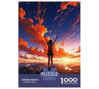 Rompecabezas De 1000 Piezas para Adultos Rompecabezas Girl on Mountaintop Sunset Rompecabezas para Adultos Juego De Ingenio Decoración del Hogar Juego Desafiante Regalos 38x26cm/1000pcs
