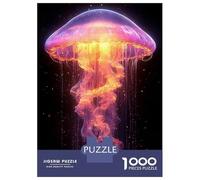 Rompecabezas De 1000 Piezas para Adultos Rompecabezas Glowing Jellyfish in Dark Space Rompecabezas para Adultos Juegos Divertidos Desafío Difícil Cumpleaños 38x26cm/1000pcs