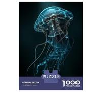 Rompecabezas De 1000 Piezas para Adultos Rompecabezas Glowing Jellyfish in Dark Water Rompecabezas Juegos Relajantes Alivia El Estrés Actividades Divertidas En Casa 52x38cm/1000pcs