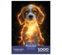 Rompecabezas De 1000 Piezas para Adultos Rompecabezas Golden Glow Beagle Puppy - Mystical Dog Art - Enchanted Canine Portrait Rompecabezas Juegos Relajantes Alivia El Estrés Actividades Divertidas En