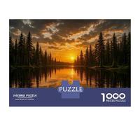 Rompecabezas De 1000 Piezas para Adultos Rompecabezas Golden Sunset Over Forest Lake Rompecabezas para Adultos Juguetes Antiestrés Mejora La Memoria Diversión En Casa Actividades, 70x50cm/1000pcs