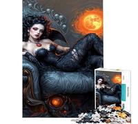 Rompecabezas de 1000 Piezas para Adultos Rompecabezas gótico de la Reina Vampiro Juegos relajantes para Adultos Análisis y lógica Actividades Divertidas para Hacer en casa (Tamaño 38x52cm)