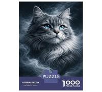 Rompecabezas De 1000 Piezas para Adultos Rompecabezas Gray Cat with Blue Eyes Portrait Rompecabezas Juegos Relajantes Alivia El Estrés Actividades Divertidas En Casa 70x50cm/1000pcs