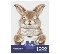 Rompecabezas De 1000 Piezas para Adultos Rompecabezas Happy Bunny Holding Toilet Paper Rompecabezas para Adultos Juguetes Antiestrés Mejora La Memoria Diversión En Casa Actividades, 52x38cm/1000pcs