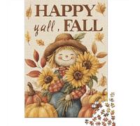 Rompecabezas De 1000 Piezas para Adultos Rompecabezas Happy Fall Scarecrow Garden Flag Rompecabezas para Adultos Juegos Divertidos Arte De Pared Diversión En Casa Actividades, 52x38cm/1000pcs