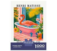 Rompecabezas De 1000 Piezas para Adultos Rompecabezas Henri Matisse Flamingo Bathing Art Print Rompecabezas para Adultos Juego Familiar Arte De Pared Actividades Divertidas En Casa 38x26cm/1000pcs