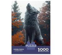 Rompecabezas De 1000 Piezas para Adultos Rompecabezas Howling Wolf in Autumn Forest Rompecabezas para Adultos Juego Familiar Arte De Pared Actividades Divertidas En Casa 70x50cm/1000pcs