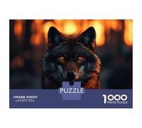 Rompecabezas De 1000 Piezas para Adultos Rompecabezas Intense Wolf Portrait with Glowing Eyes Rompecabezas para Adultos Juegos Divertidos Desafío Difícil Cumpleaños 52x38cm/1000pc