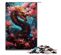 Rompecabezas de 1000 Piezas para Adultos Rompecabezas japonés de dragón y Cereza Juego práctico 75 x 50 cm