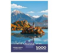 Rompecabezas De 1000 Piezas para Adultos Rompecabezas Lake Bled Slovenia Travel Rompecabezas para Adultos Juegos Divertidos Desafío Difícil Cumpleaños 38x26cm/1000pcs