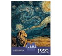 Rompecabezas De 1000 Piezas para Adultos Rompecabezas Lion in Starry Night Rompecabezas Juegos Relajantes Ensamblaje De Patrones Diversión En Casa Actividades, 52x38cm/1000pcs