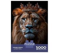 Rompecabezas De 1000 Piezas para Adultos Rompecabezas Lion King Portrait with Golden Crown Rompecabezas para Adultos Juego De Ingenio Decoración del Hogar Juego Desafiante Regalos 52x38cm/1000pcs