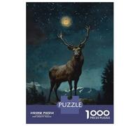 Rompecabezas De 1000 Piezas para Adultos Rompecabezas Majestic Elk Under Night Sky Rompecabezas Juegos Relajantes Ensamblaje De Patrones Diversión En Casa Actividades, 38x26cm/1000pcs