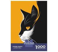 Rompecabezas De 1000 Piezas para Adultos Rompecabezas Minimalist Cat Vector Portrait in Black and Orange para Adultos Juego Práctico Análisis Y Lógica Juego Desafiante Regalos 52x38cm/1000pcs