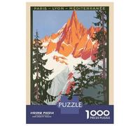 Rompecabezas De 1000 Piezas para Adultos Rompecabezas Mont Blanc Vintage Travel Print Rompecabezas Juegos Relajantes Alivia El Estrés Actividades Divertidas En Casa 52x38cm/1000pcs