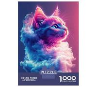 Rompecabezas De 1000 Piezas para Adultos Rompecabezas Neon Cat in Clouds Rompecabezas para Adultos Juego De Ingenio Decoración del Hogar Juego Desafiante Regalos 38x26cm/1000pcs