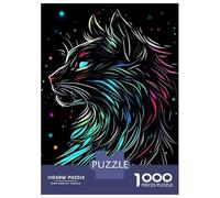 Rompecabezas De 1000 Piezas para Adultos Rompecabezas Neon Cat Portrait Rompecabezas Juegos Relajantes Alivia El Estrés Actividades Divertidas En Casa 38x26cm/1000pcs