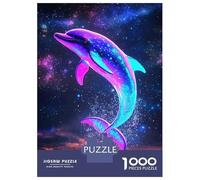 Rompecabezas De 1000 Piezas para Adultos Rompecabezas Neon Dolphin Leaping Water Rompecabezas para Adultos Juego De Ingenio Decoración del Hogar Juego Desafiante Regalos 52x38cm/1000pcs