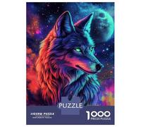 Rompecabezas De 1000 Piezas para Adultos Rompecabezas Neon Wolf Galaxy Rompecabezas Juegos Relajantes Alivia El Estrés Actividades Divertidas En Casa 70x50cm/1000pcs