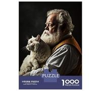 Rompecabezas De 1000 Piezas para Adultos Rompecabezas Old Man with His Cat Rompecabezas para Adultos Juego De Ingenio Decoración del Hogar Juego Desafiante Regalos 52x38cm/1000pcs