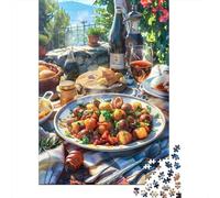 Rompecabezas De 1000 Piezas Para Adultos Rompecabezas Outdoor Dining Scene with Italian Cuisine Rompecabezas Para Adultos Juegos Divertidos Arte De Pared Diversión En Casa Actividades, 38x26cm/1000pcs