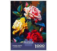 Rompecabezas De 1000 Piezas para Adultos Rompecabezas Pink Red Yellow Roses Rompecabezas para Adultos Juego Familiar Arte De Pared Actividades Divertidas En Casa 70x50cm/1000pcs
