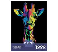 Rompecabezas De 1000 Piezas para Adultos Rompecabezas Pop Art Rainbow Giraffe Rompecabezas Juegos Relajantes Ensamblaje De Patrones Diversión En Casa Actividades, 38x26cm/1000pcs