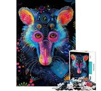 Rompecabezas de 1000 Piezas para Adultos Rompecabezas psicodélico de Mandril neón con Retrato de Animal Juego de ingenio para Adultos Juego de ensamblaje de Patrones desafiante Regalos (38x26cm)