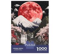 Rompecabezas De 1000 Piezas para Adultos Rompecabezas Red Moon Fuji Mountain Rompecabezas para Adultos Juego De Ingenio Decoración del Hogar Juego Desafiante Regalos 52x38cm/1000pcs