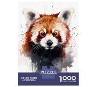 Rompecabezas De 1000 Piezas para Adultos Rompecabezas Red Panda Watercolor Portrait Rompecabezas para Adultos Juego Familiar Arte De Pared Actividades Divertidas En Casa 70x50cm/1000pcs