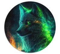 Rompecabezas de 1000 Piezas para Adultos, Rompecabezas Redondos de cartón de Lobo, un Regalo Ideal para Navidad o cumpleaños (tamaño 67,5 x 67,5 cm)