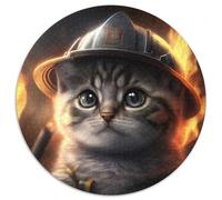 Rompecabezas de 1000 Piezas para Adultos, Rompecabezas Redondos de Gato Bombero, 1000 Piezas para Adultos, Regalo para Hombres y Mujeres, Uso Diario y Ocasiones Especiales, 67,5 x 67,5 cm
