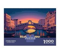Rompecabezas De 1000 Piezas para Adultos Rompecabezas Rialto Bridge, Venice, Italy Rompecabezas para Adultos Juegos Divertidos Desafío Difícil Cumpleaños 52x38cm/1000pcs