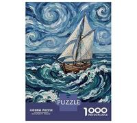 Rompecabezas De 1000 Piezas para Adultos Rompecabezas Sailboat on A Stormy Sea Painting Rompecabezas para Adultos Juego Familiar Arte De Pared Actividades Divertidas En Casa 70x50cm/1000pcs
