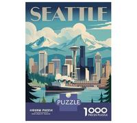 Rompecabezas De 1000 Piezas para Adultos Rompecabezas Seattle Cityscape Travel Rompecabezas para Adultos Juegos Relajantes Mejora La Memoria Juego Desafiante Regalos 38x26cm/1000pcs