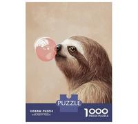 Rompecabezas De 1000 Piezas para Adultos Rompecabezas Sloth Bubble Gum Funny Animal Rompecabezas Juegos Relajantes Alivia El Estrés Actividades Divertidas En Casa 70x50cm/1000pcs
