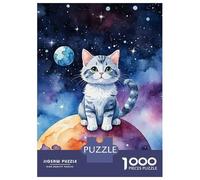 Rompecabezas De 1000 Piezas para Adultos Rompecabezas Space Cat Watercolor para Adultos Juego Práctico Análisis Y Lógica Juego Desafiante Regalos 38x26cm/1000pcs
