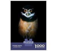 Rompecabezas De 1000 Piezas para Adultos Rompecabezas Spectacled Owl Portrait on Black Background Rompecabezas Juegos Relajantes Alivia El Estrés Actividades Divertidas En Casa 70x50cm/1000pcs