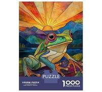 Rompecabezas De 1000 Piezas para Adultos Rompecabezas Stained Glass Frog Sunset Rompecabezas para Adultos Juego Familiar Alivia El Estrés Juego Desafiante Regalos 70x50cm/1000pcs