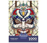 Rompecabezas De 1000 Piezas para Adultos Rompecabezas Stained Glass Japanese Mask Rompecabezas para Adultos Juego De Ingenio Decoración del Hogar Juego Desafiante Regalos 70x50cm/1000pcs