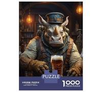 Rompecabezas De 1000 Piezas para Adultos Rompecabezas Steampunk Craft Beer Rhino Rompecabezas Juegos Relajantes Ensamblaje De Patrones Diversión En Casa Actividades, 52x38cm/1000pcs